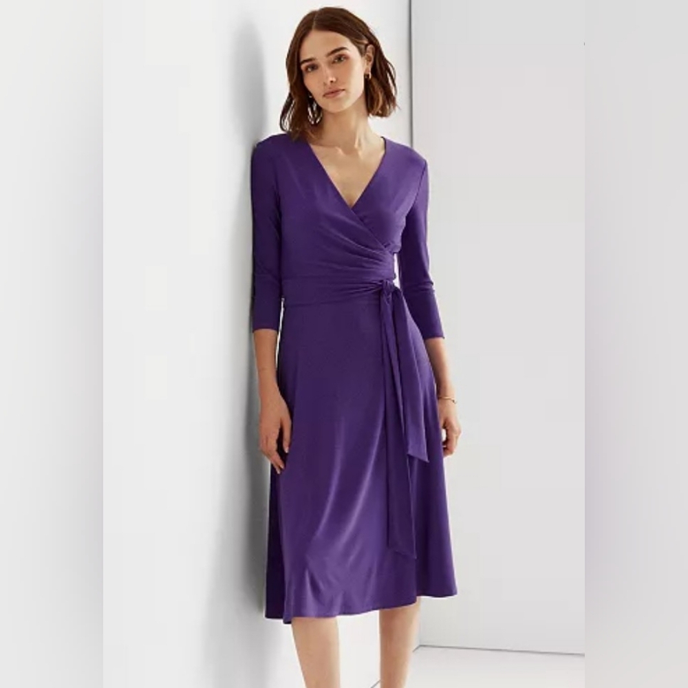Lauren Ralph Lauren surplice jersey knit dress size 8